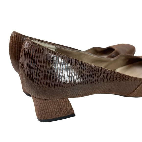 VAN ELI VANELI Genuine Leather Chocolate Brown Slip On Block Heel Pumps Shoes 11 - Picture 12 of 16
